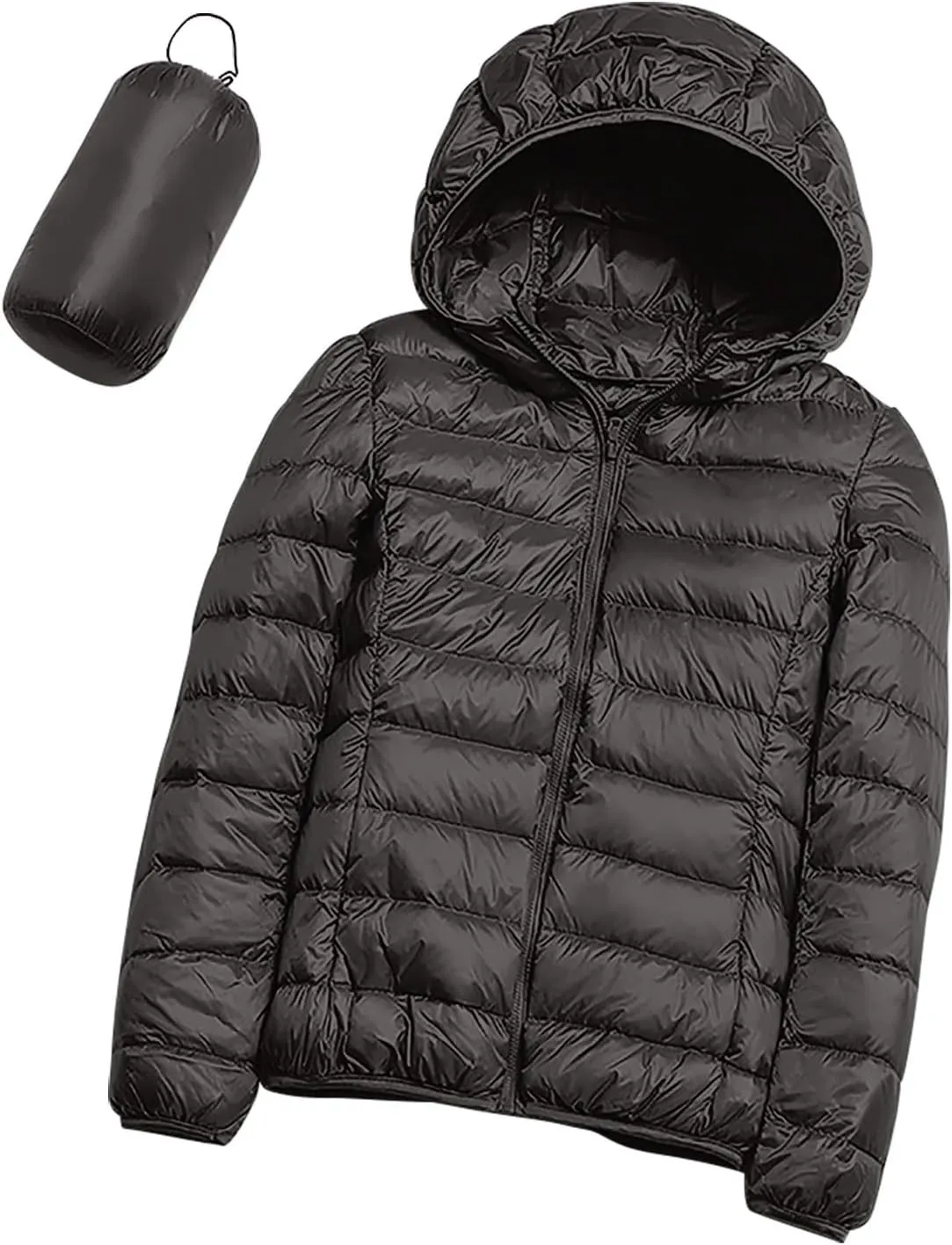 Packable Puffer Jacket for Women Lightweight Down Coat Full-Zip Quilted Jackets Water-Resistant Warm Outwear