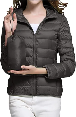 Packable Puffer Jacket for Women Lightweight Down Coat Full-Zip Quilted Jackets Water-Resistant Warm Outwear