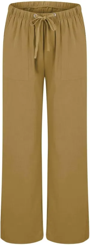 Petite Linen Pants for Women Summer Palazzo Wide Leg Linen Pant Loose Flowy Trousers