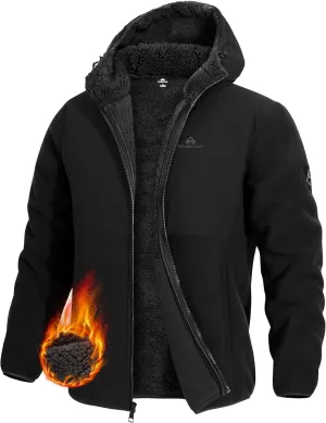 Pioneer Camp Men's Polar Fleece Jacket Sherpa Lined Warm Full Zip Up Hoodie Heavyweight Winter Jacket with Hood Outerwear