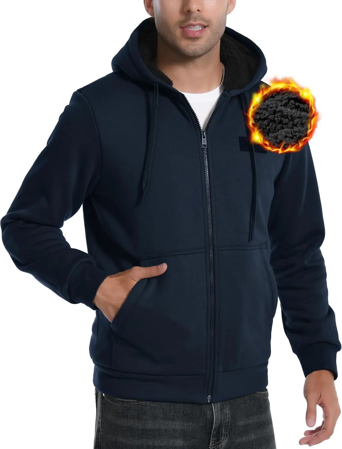 Pioneer Camp Men's Sherpa Lined Hoodie Full Zip Up Heavyweight Hooded Jacket Sweatshirt Fleece Fall Winter Coat with Pocket