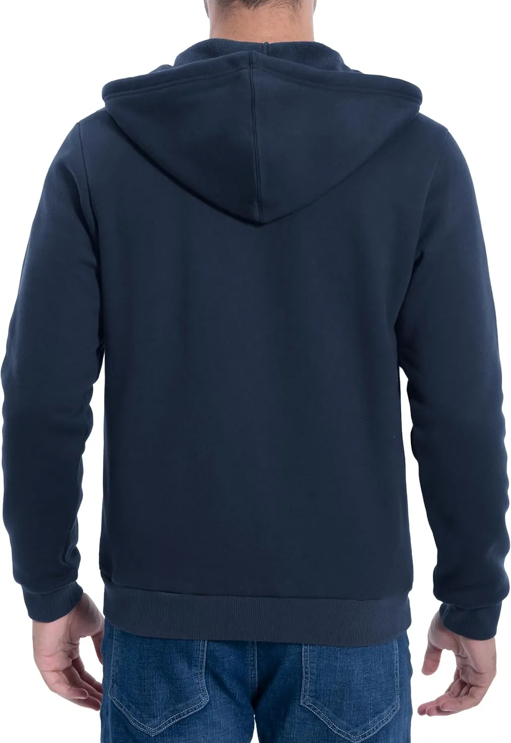 Pioneer Camp Zip Up Hoodie Men Fleece Lined with Zipper Pocket Heavyweight Hooded Sweatshirt Loose Fit Winter Active Jacket