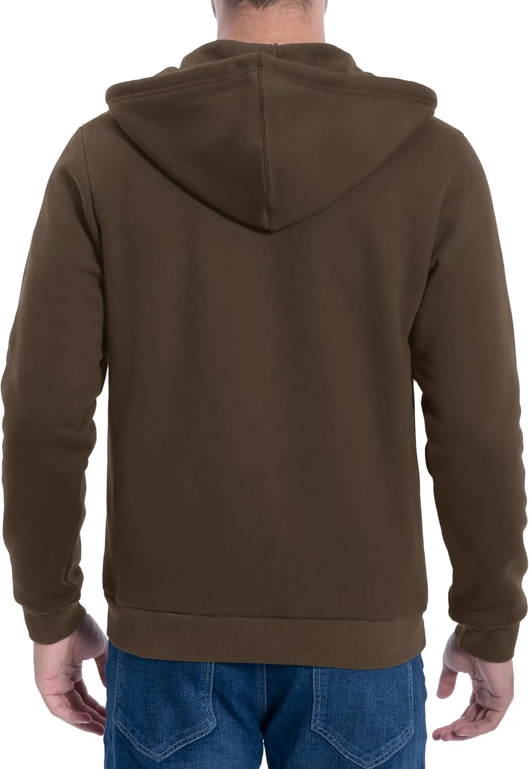 Pioneer Camp Zip Up Hoodie Men Fleece Lined with Zipper Pocket Heavyweight Hooded Sweatshirt Loose Fit Winter Active Jacket