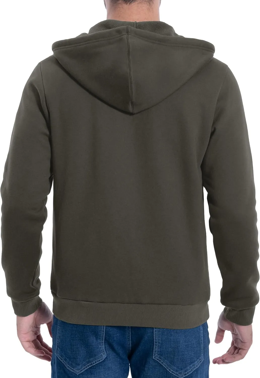Pioneer Camp Zip Up Hoodie Men Fleece Lined with Zipper Pocket Heavyweight Hooded Sweatshirt Loose Fit Winter Active Jacket