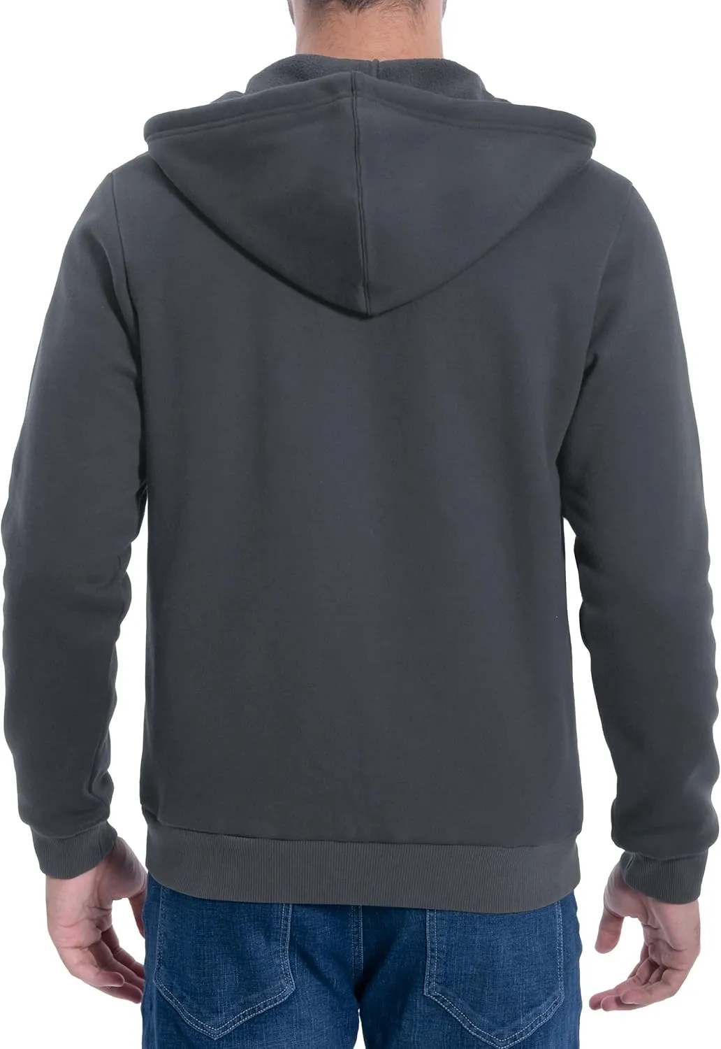 Pioneer Camp Zip Up Hoodie Men Fleece Lined with Zipper Pocket Heavyweight Hooded Sweatshirt Loose Fit Winter Active Jacket