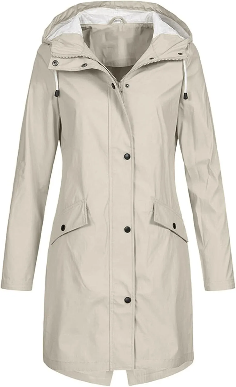 Raincoats for Women Waterproof Long Hooded Rain Jacket Fall Winter Windbreaker Travel Hiking Trench Coats Outerwear