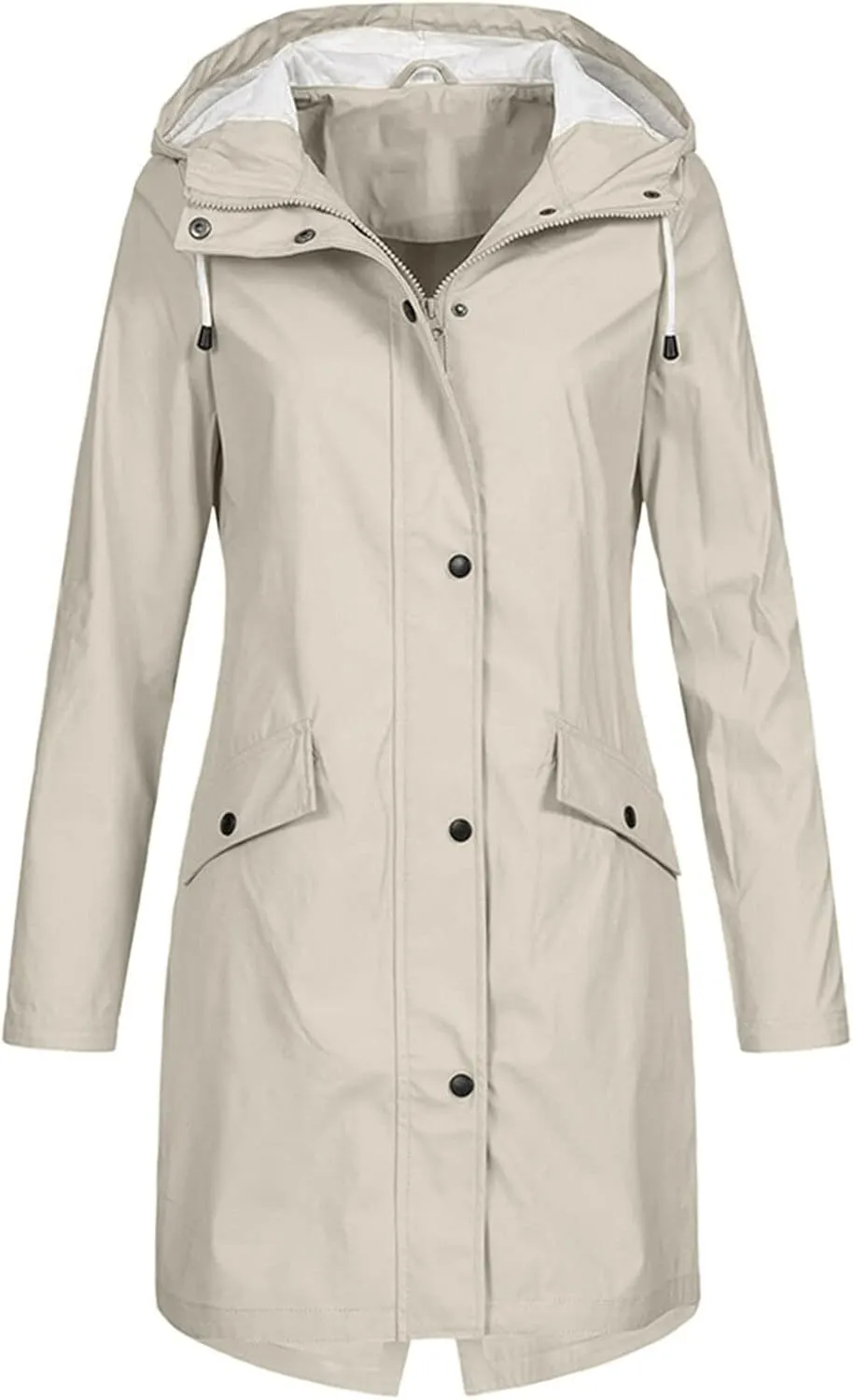 Raincoats for Women Waterproof Long Hooded Rain Jacket Fall Winter Windbreaker Travel Hiking Trench Coats Outerwear