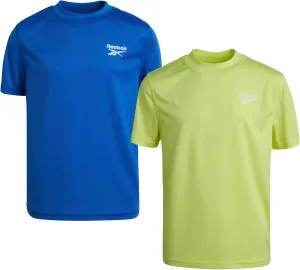 Reebok Boys Swim Shirt - 2 Pack Short Sleeve Rash Guard for Boys UPF 50  Quick Dry Kids Swimwear Sun Shirt for Summer