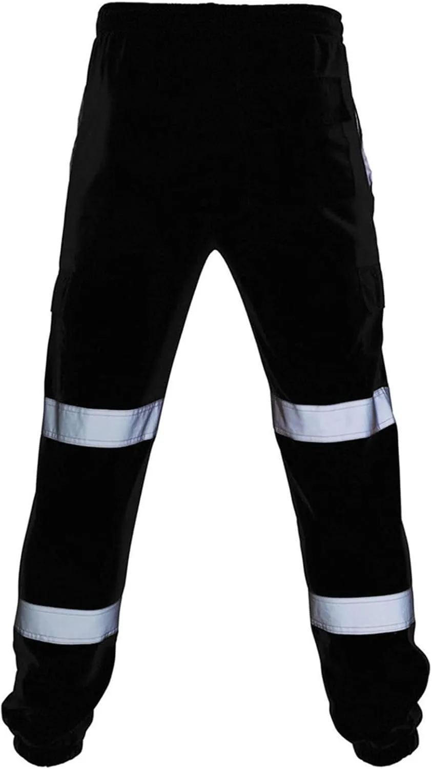 Reflective Safety Pants for Men Drawstring Hi-Vis Trousers Construction Work Pants Casual Cargo Pants