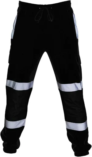 Reflective Safety Pants for Men Drawstring Hi-Vis Trousers Construction Work Pants Casual Cargo Pants