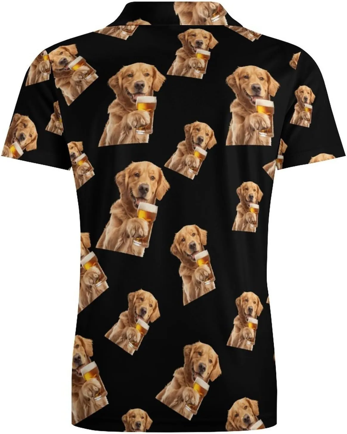 Retriever Dog Beer Men's Polo Shirt Short Sleeve Casual Athletic Quick Dry Golf T-Shirts