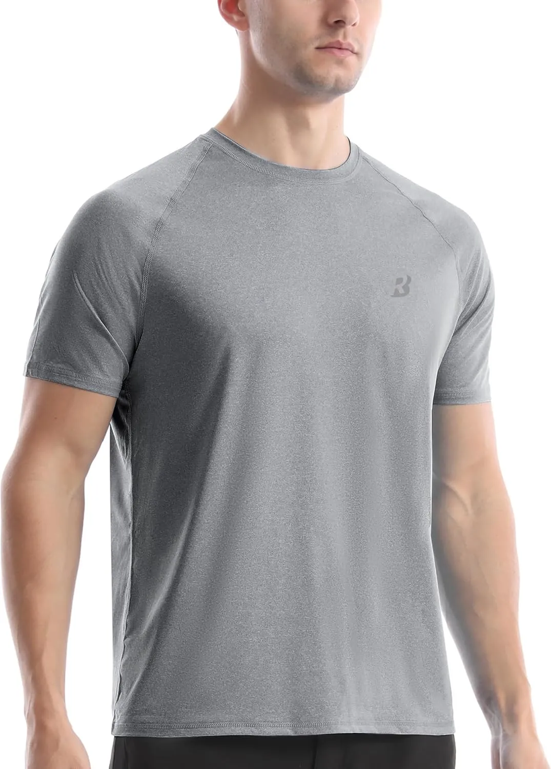 Roadbox Swim Shirts Short Sleeve for Men, Sun Protection UPF 50  Fishing Rash Guard, UV Gym Workout Shirt for Running Outdoor