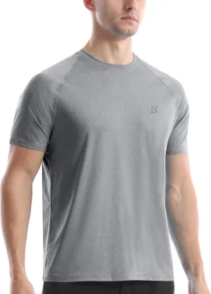 Roadbox Swim Shirts Short Sleeve for Men, Sun Protection UPF 50  Fishing Rash Guard, UV Gym Workout Shirt for Running Outdoor