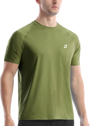 Roadbox Swim Shirts Short Sleeve for Men, Sun Protection UPF 50  Fishing Rash Guard, UV Gym Workout Shirt for Running Outdoor