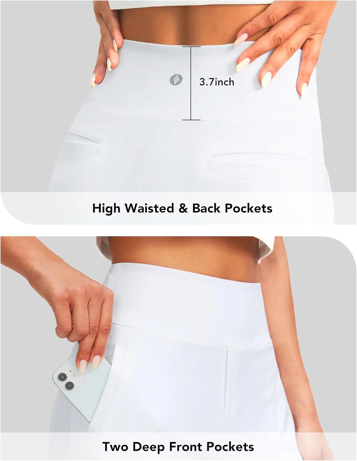 SANTINY Women's 9" High Waisted Bermuda Shorts with 4 Pockets Knee Length Long Shorts for Women Workout Athletic Casual