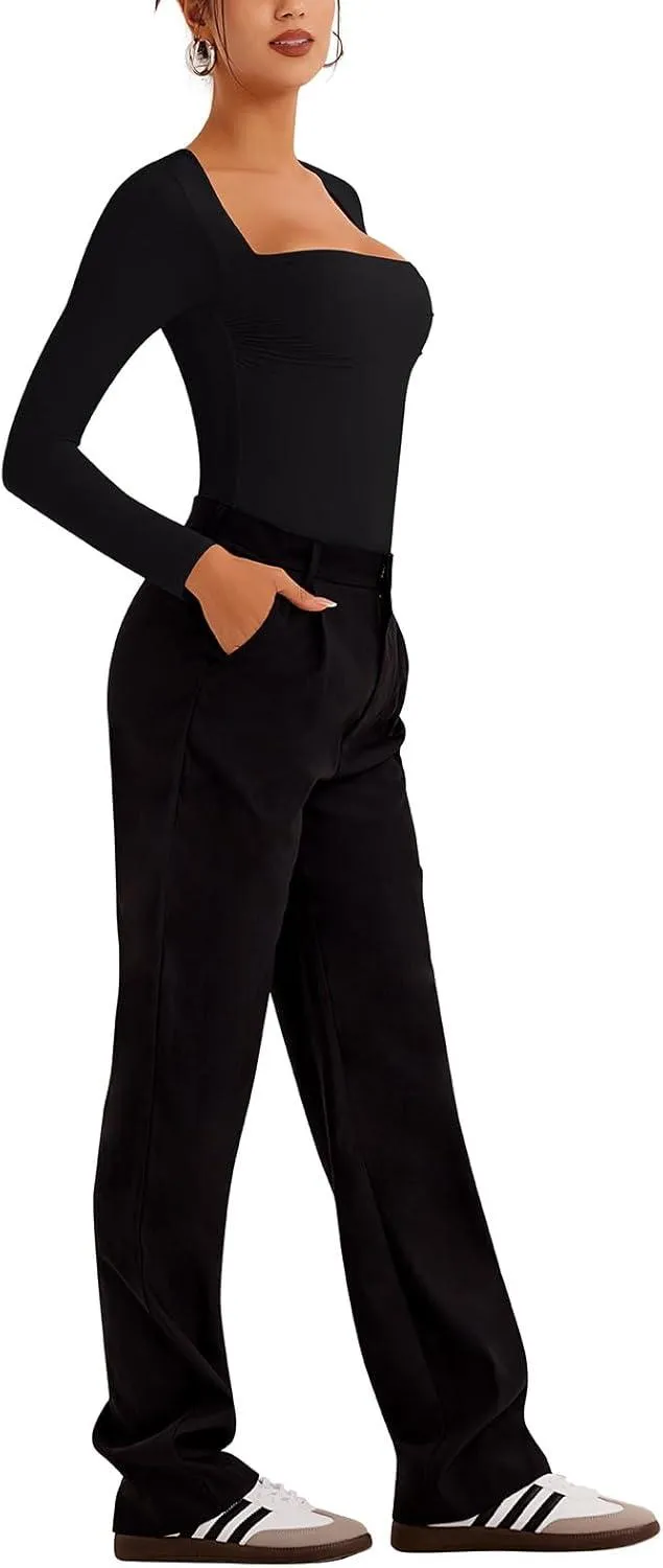 Sculpted Allure Long Sleeve Square Neck Bodysuit