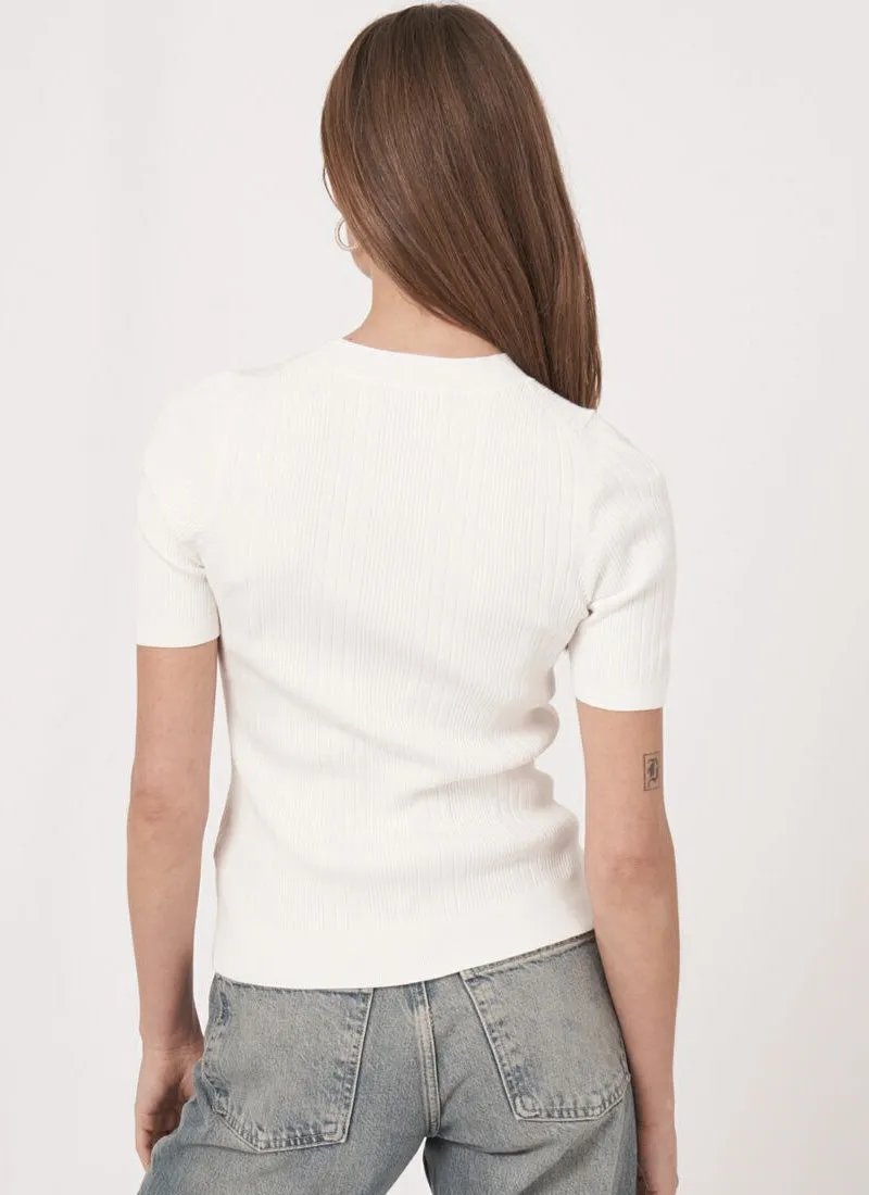 Short Sleeve Rib-Knit Top