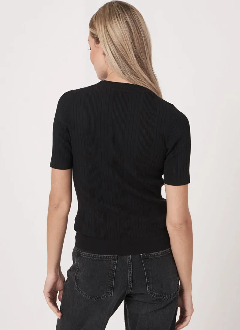 Short Sleeve Rib-Knit Top