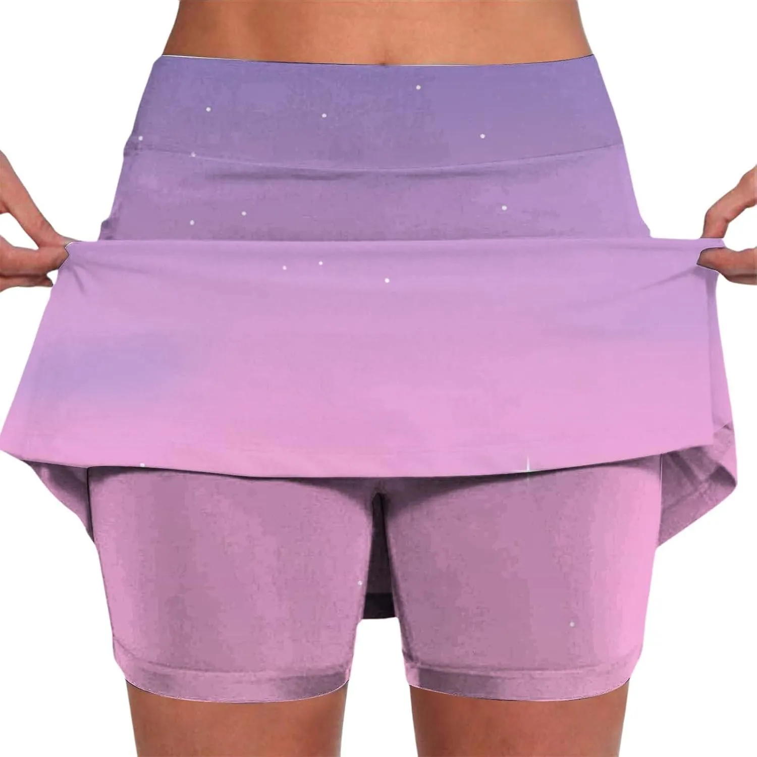 Skorts for Women Dressy Tie Dye High Waisted Tummy Control Tennis Skirt Built in Shorts Running Skirts with Pockets