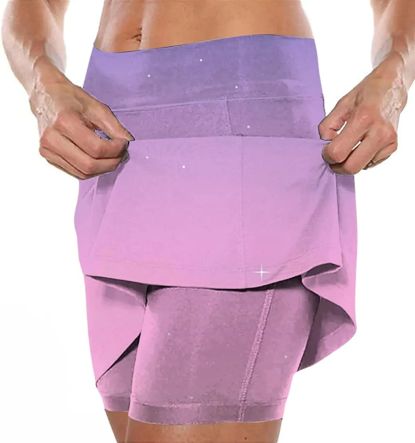 Skorts for Women Dressy Tie Dye High Waisted Tummy Control Tennis Skirt Built in Shorts Running Skirts with Pockets