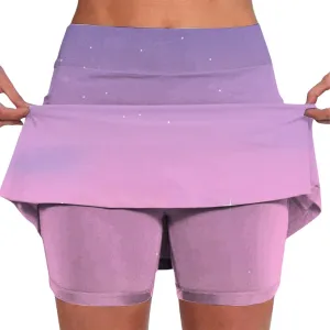 Skorts for Women Dressy Tie Dye High Waisted Tummy Control Tennis Skirt Built in Shorts Running Skirts with Pockets