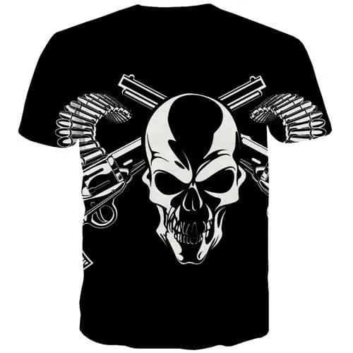 Skull T-shirt Men Military Tshirt Printed Hip Hop T shirts Funny Punk Rock T-shirts 3d Gothic Tshirts Cool Short Sleeve T shirts