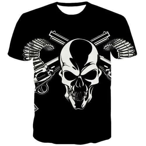 Skull T-shirt Men Military Tshirt Printed Hip Hop T shirts Funny Punk Rock T-shirts 3d Gothic Tshirts Cool Short Sleeve T shirts
