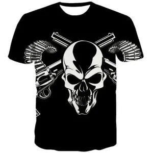 Skull T-shirt Men Military Tshirt Printed Hip Hop T shirts Funny Punk Rock T-shirts 3d Gothic Tshirts Cool Short Sleeve T shirts