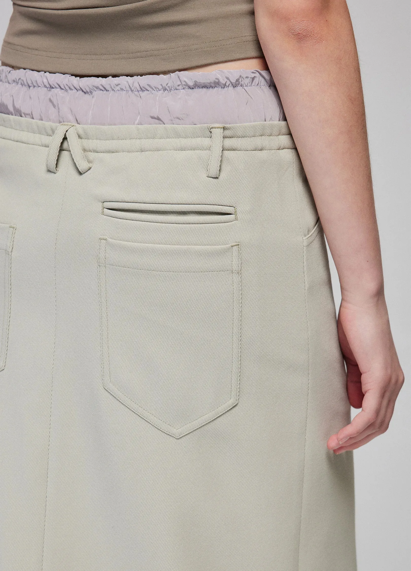 Slit Patchwork Midi Skirt