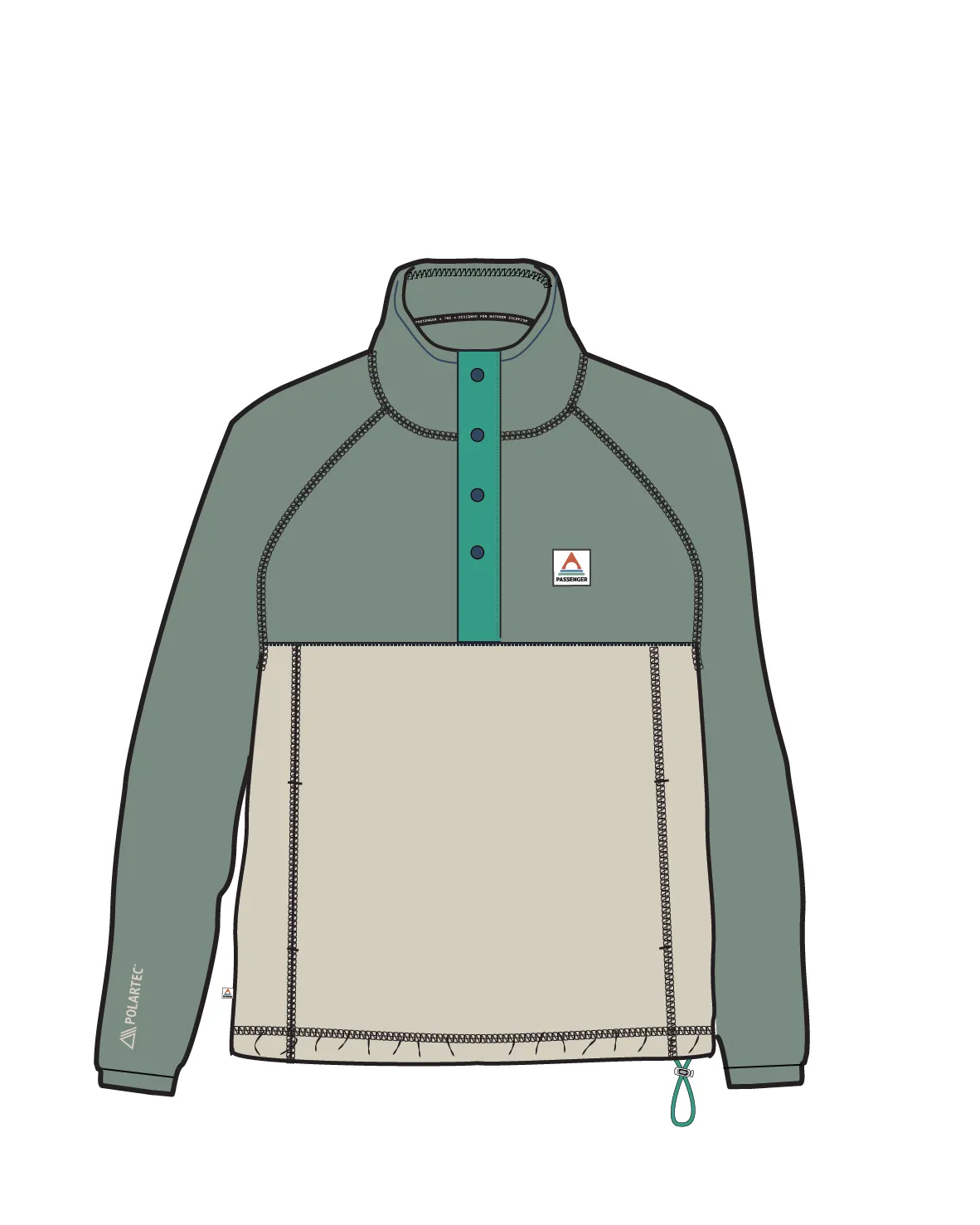 Snowdrop Recycled Polartec Fleece - Pistachio/Birch