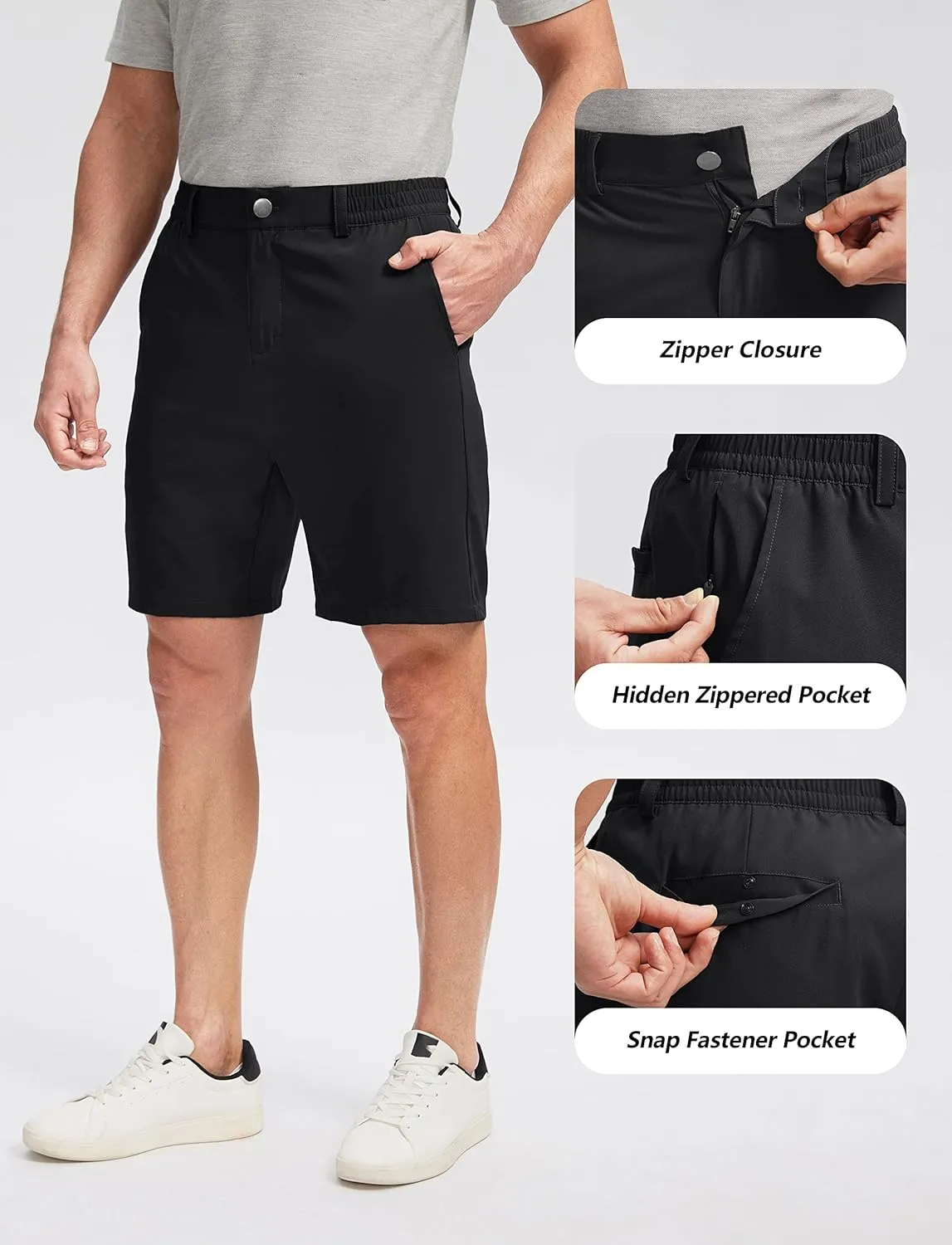 Soothfeel Men's Golf Shorts with 5 Pockets 7 Inch Stretch Lightweight Quick Dry Hiking Casual Work Dress Shorts for Men