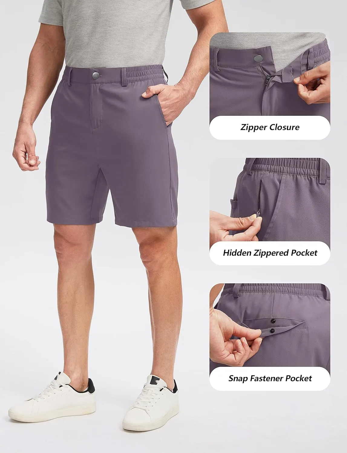 Soothfeel Men's Golf Shorts with 5 Pockets 7 Inch Stretch Lightweight Quick Dry Hiking Casual Work Dress Shorts for Men