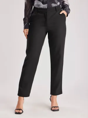 Straight Fit Trousers - Black