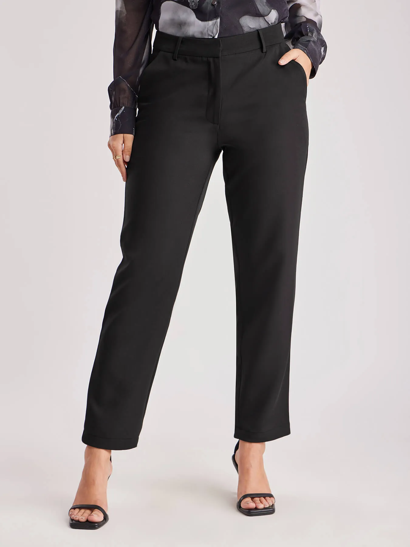 Straight Fit Trousers - Black