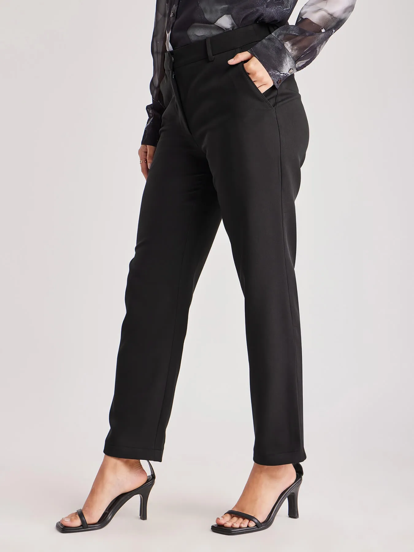 Straight Fit Trousers - Black