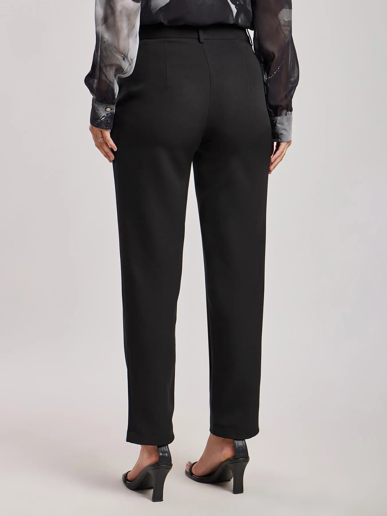 Straight Fit Trousers - Black