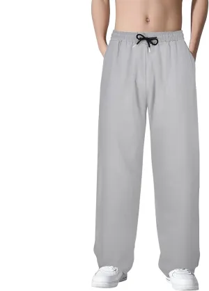 Straight Leg Sweatpants Men Plus Size Pants Drawstring Elastic Waist Trousers Summer Outdoor Lightweight Slacks