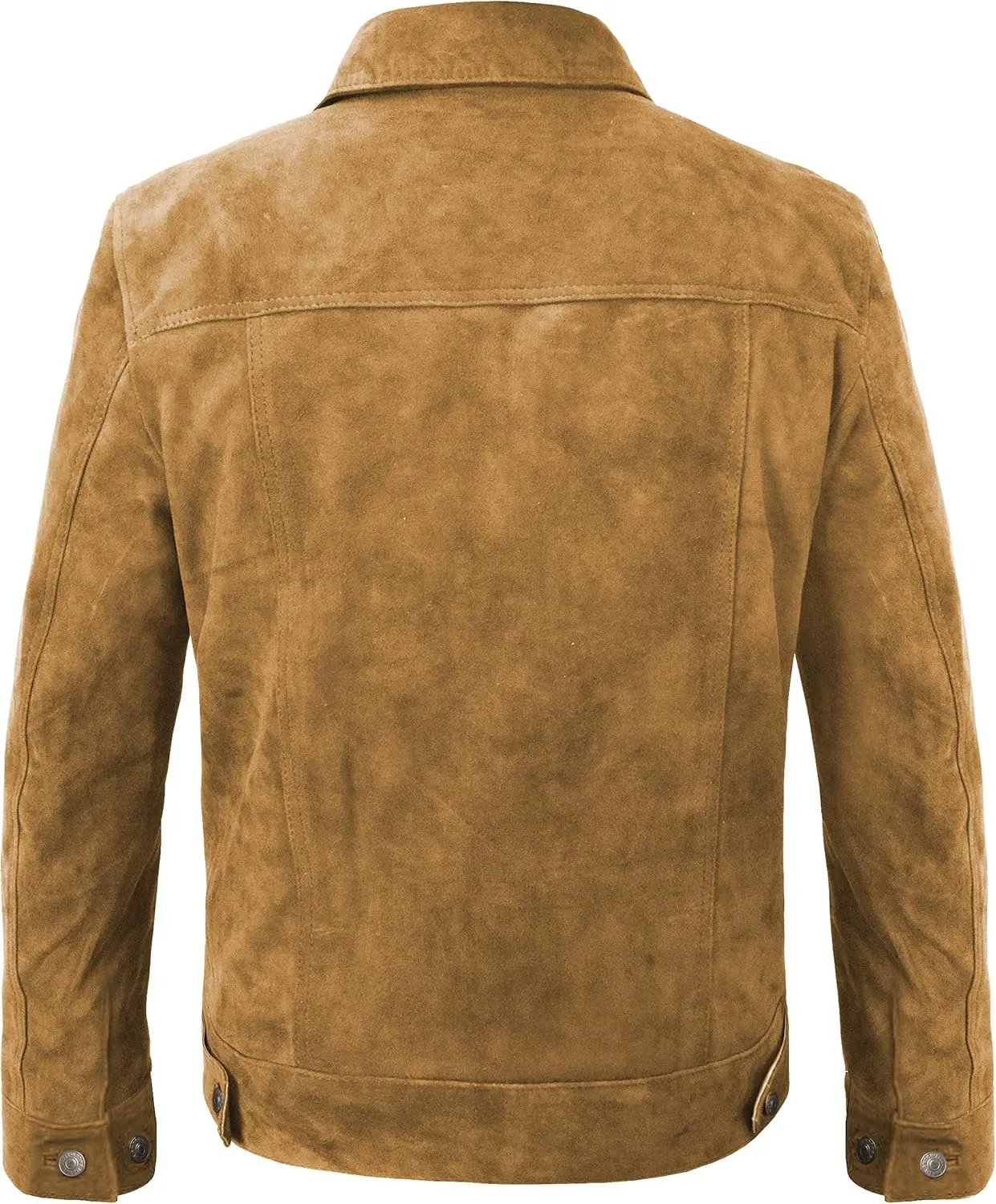 Suede Trucker Jacket Men - Mens Brown Western Style Cowboy Suede Leather Coat