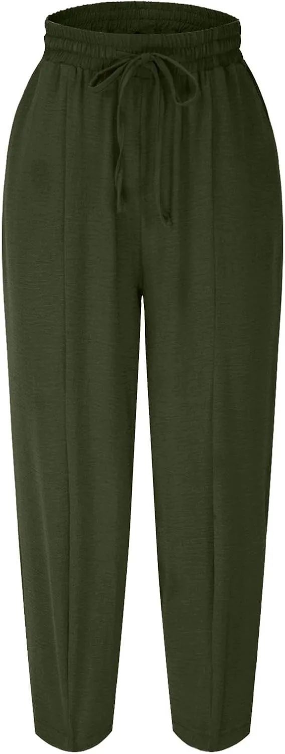 Summer Pants for Women 2024 High Waisted Pants Baggy Harem Pants Loose Casual Pants Comfy Trousers with Pockets
