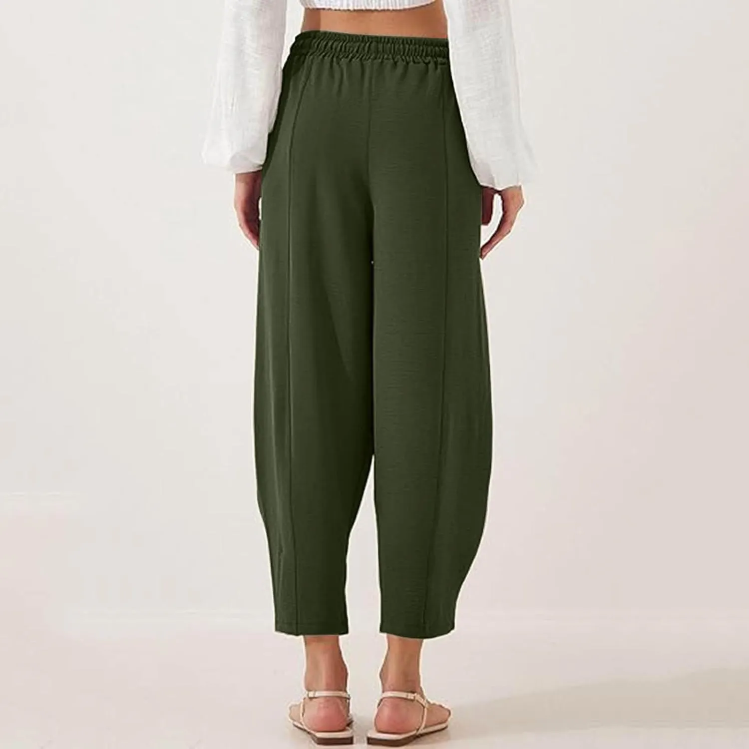 Summer Pants for Women 2024 High Waisted Pants Baggy Harem Pants Loose Casual Pants Comfy Trousers with Pockets