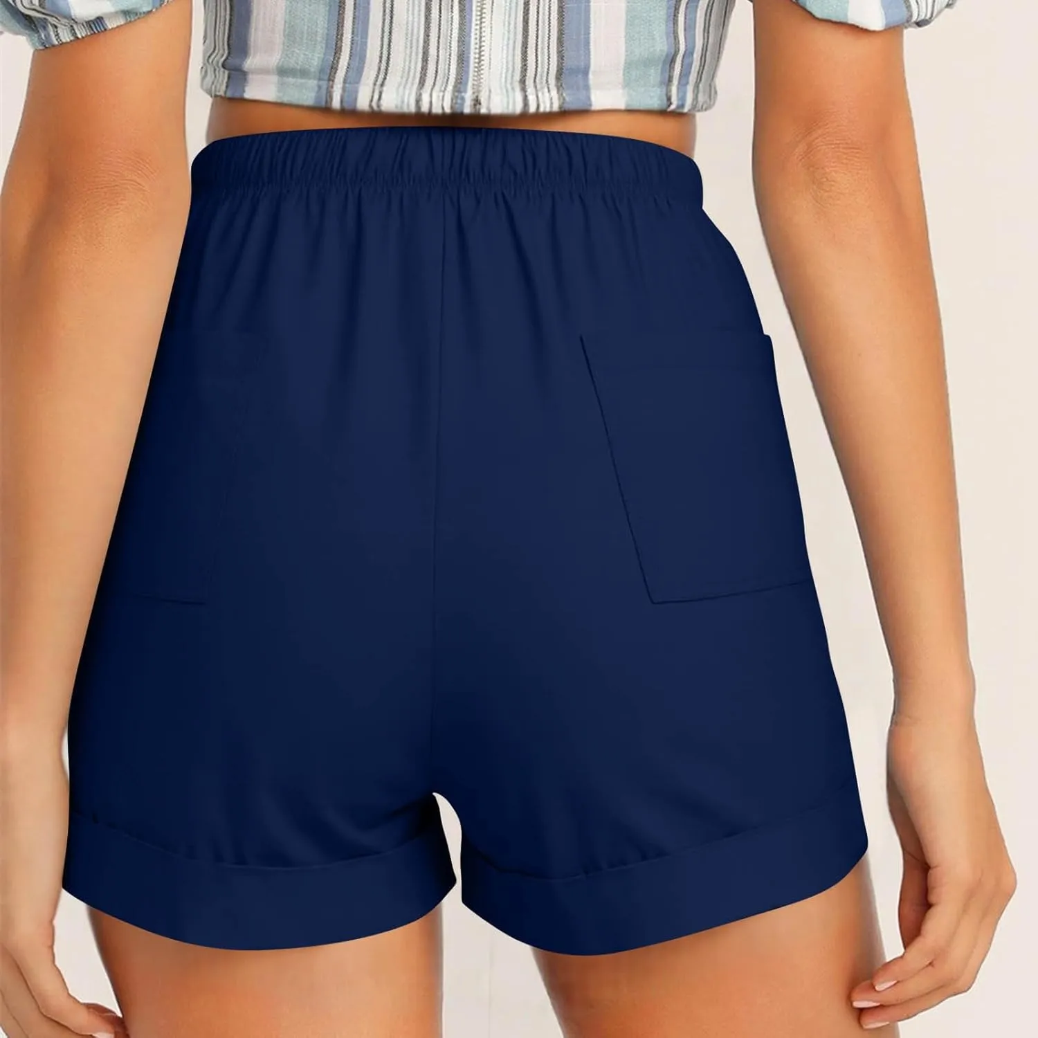 Summer Shorts for Women Plus Size Casual Elastic Waist Drawstring Short 5 Inch Inseam Beach Vacation Outfits