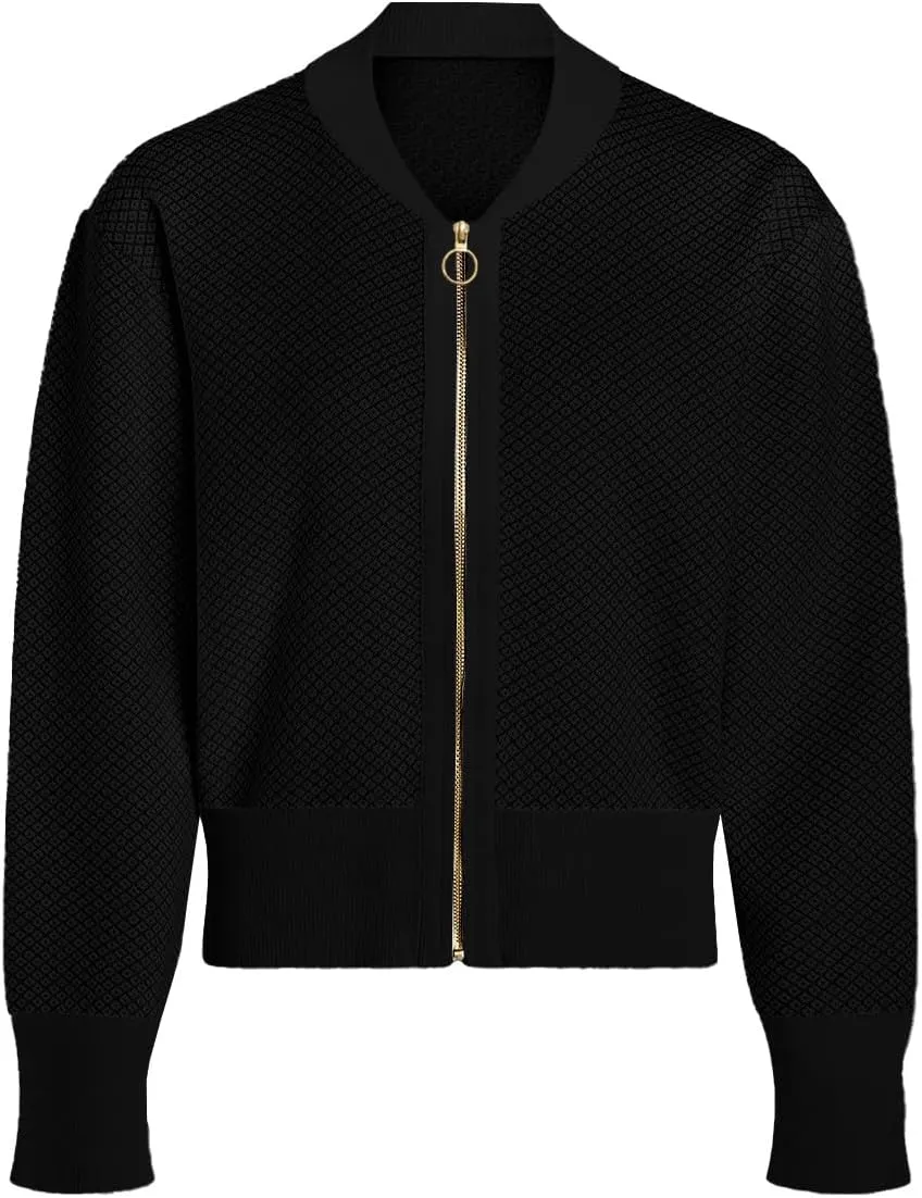 SuperPrity Womens Cardigan Sweaters Long Sleeve Zip Up Lightweight Knit Jacket Casual Baseball Coat 2024 Trendy Fall Clothes