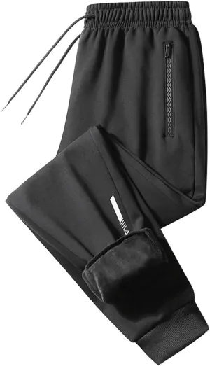 Sweatpants for Men Tapered Warm Thick Joggers Pants with Zip Pockets Fleece Slim Fit Workout Running Gym Sweat Pants