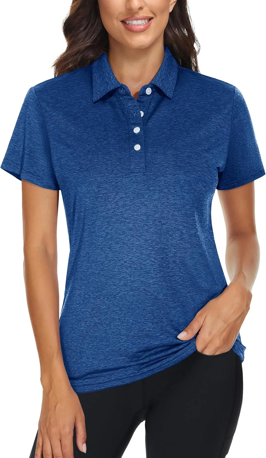 TACVASEN Polo Shirts for Women Short Sleeve Golf Shirts 4-Button Quick Dry Workout Tops Collared for Work Running Tennis