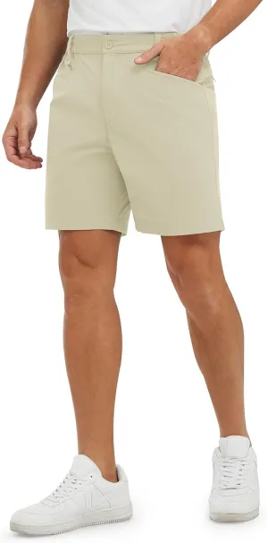 TBMPOY Men's Golf Shorts 7" Stretch Dress Casual Elastic Waist Short Quick Dry Lightweight Hiking Shorts with 4 Pockets