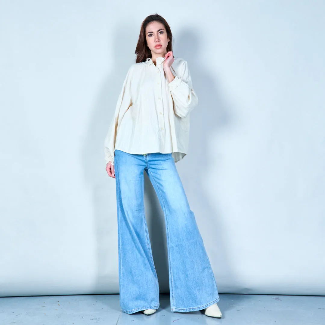 Textured ruffled collar blouse wholesale