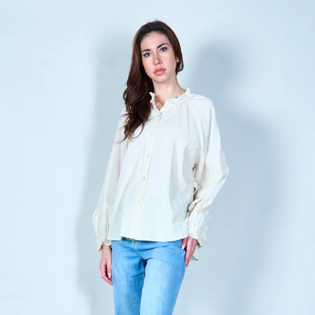 Textured ruffled collar blouse wholesale