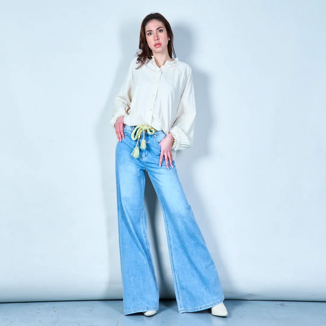 Textured ruffled collar blouse wholesale