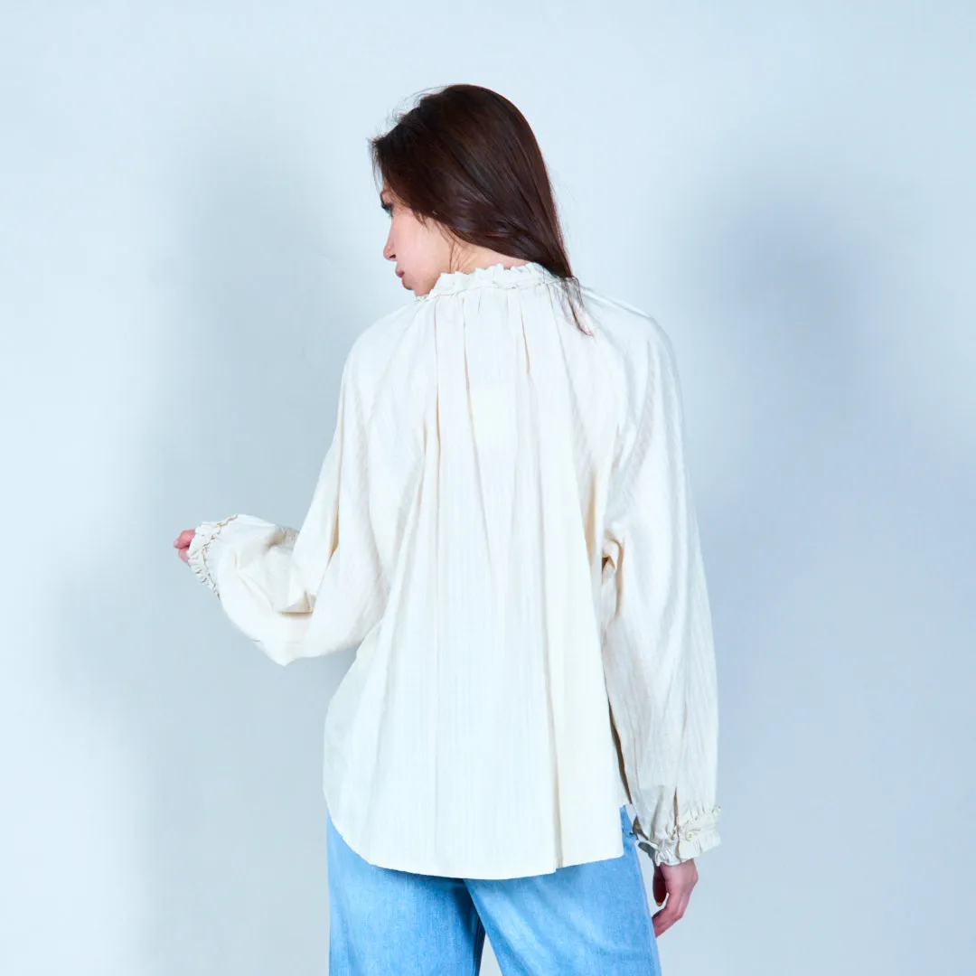 Textured ruffled collar blouse wholesale