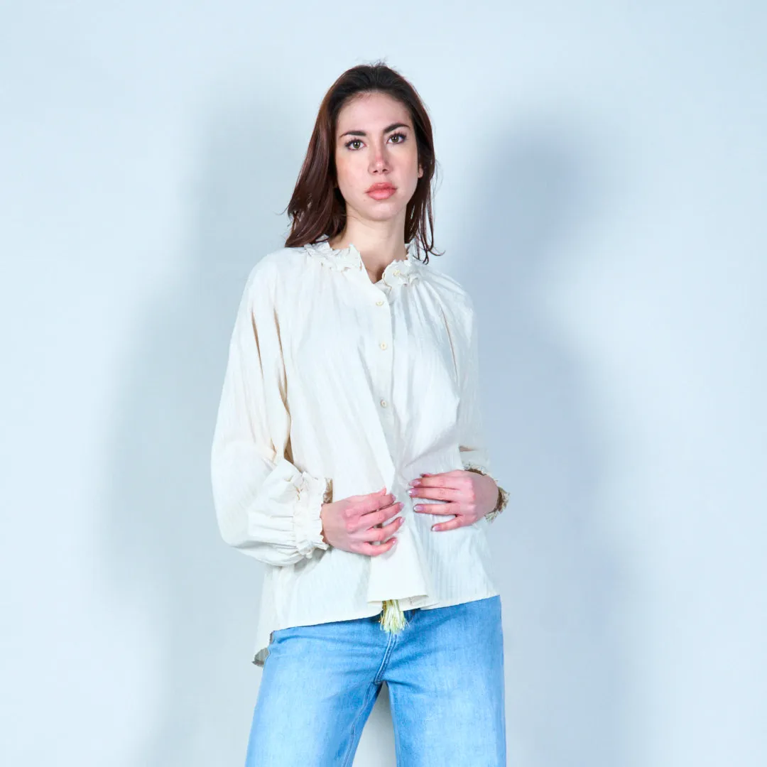 Textured ruffled collar blouse wholesale